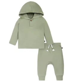 2-Piece Baby Boys Medium Green Hacci Hooded Top and Joggers Set