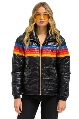 5 STRIPE LUXE TREKKER JACKET - GLOSSY BLACK