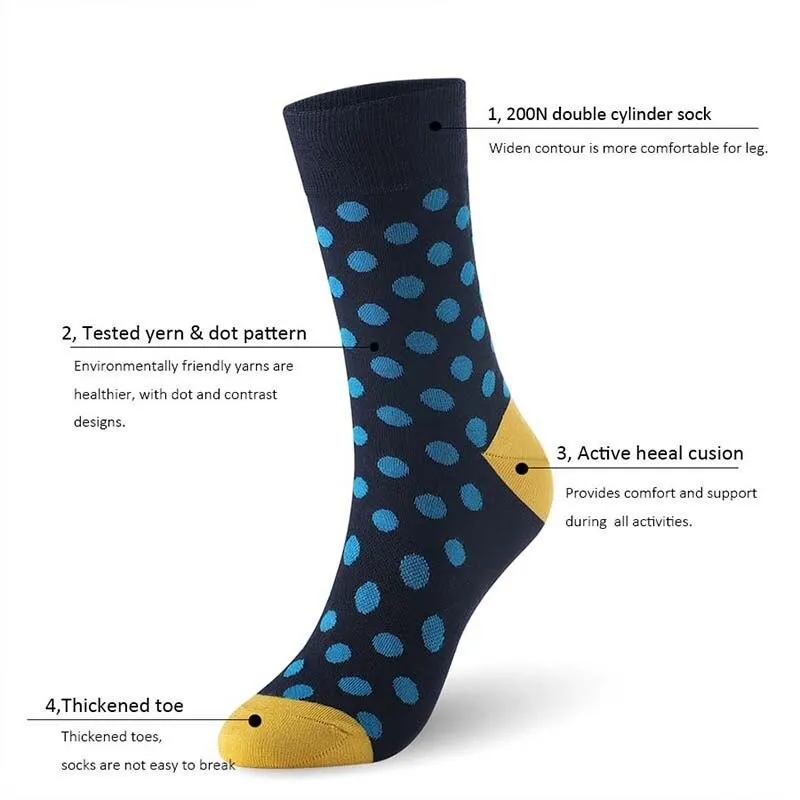 6 Pairs Men Bamboo Fibre Dot Pattern Crew Socks