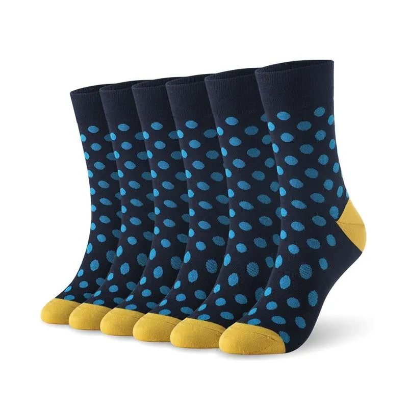 6 Pairs Men Bamboo Fibre Dot Pattern Crew Socks