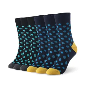 6 Pairs Men Bamboo Fibre Dot Pattern Crew Socks