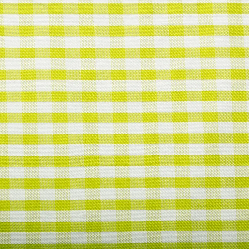 Apple Green & White Gingham Silk Shantung