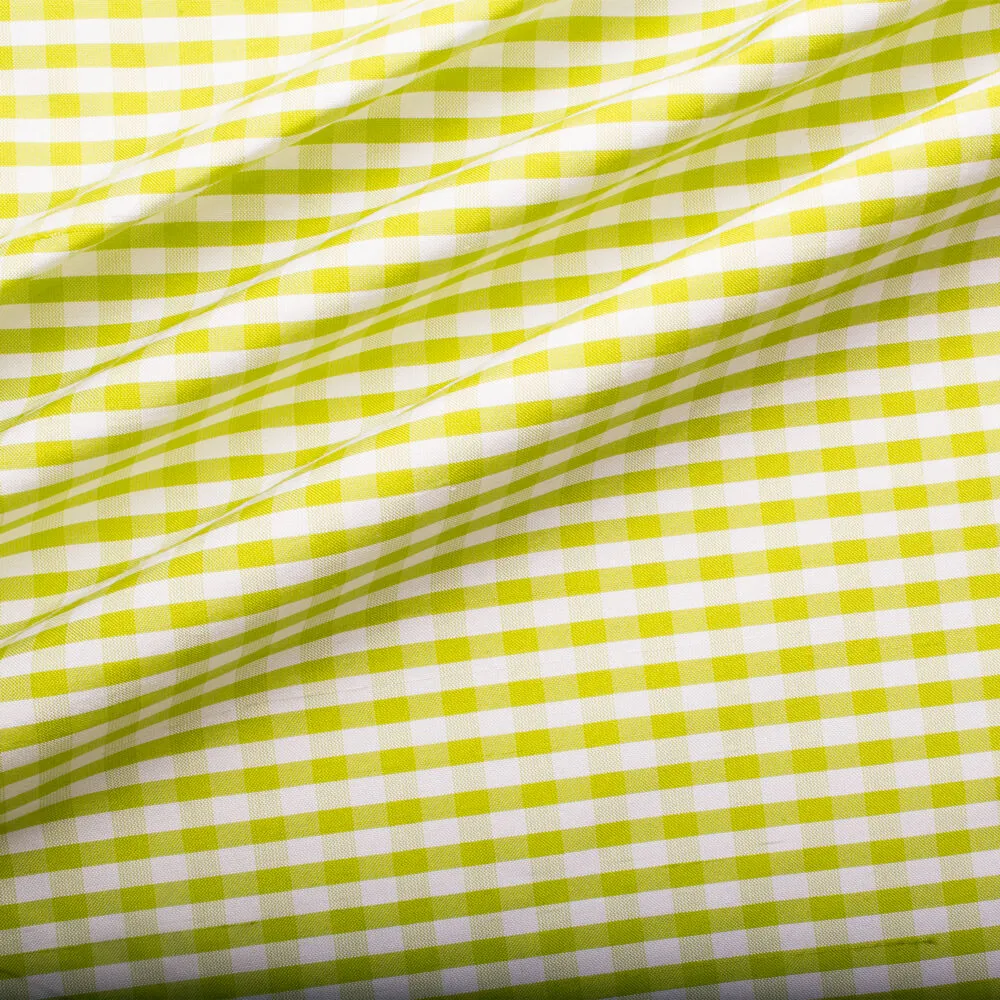 Apple Green & White Gingham Silk Shantung