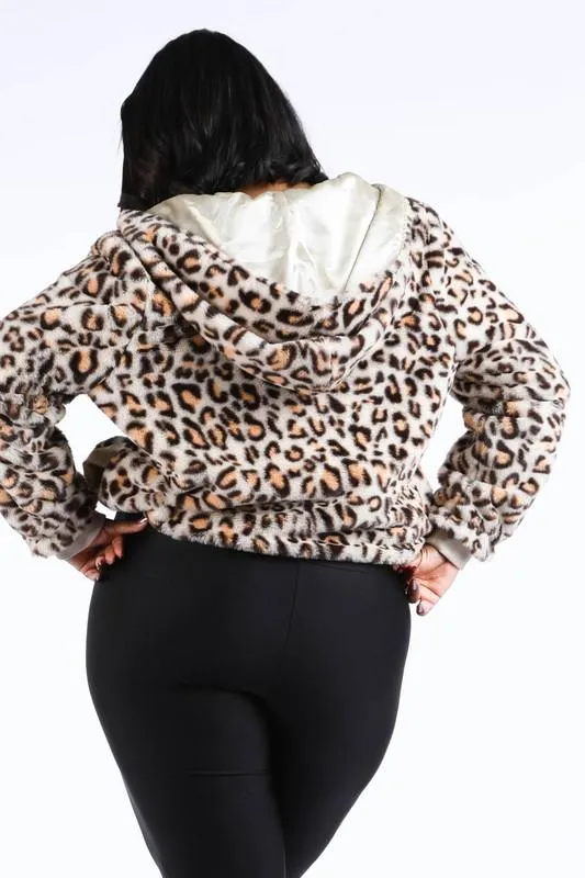 Been Hot Cheetah Faux Fur Bomber Jacket With Hood