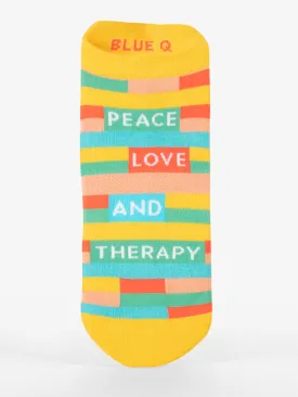 Blue Q - Peace, Love and Therapy Sneaker Socks