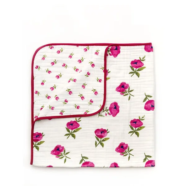 Clementine Kids Reversible Quilt – Raspberry Peony