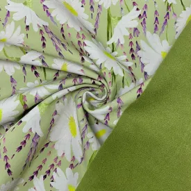 Daisies on Green Softshell Fabric