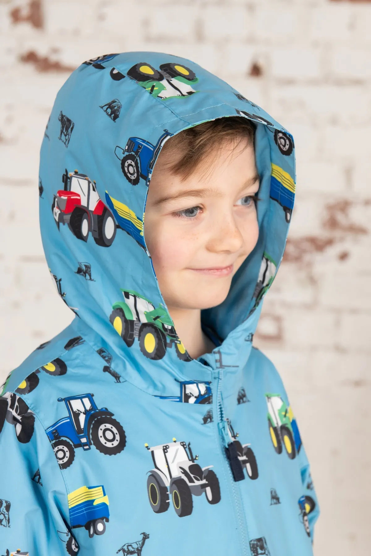 Ethan Jacket - Blue Tractor Print