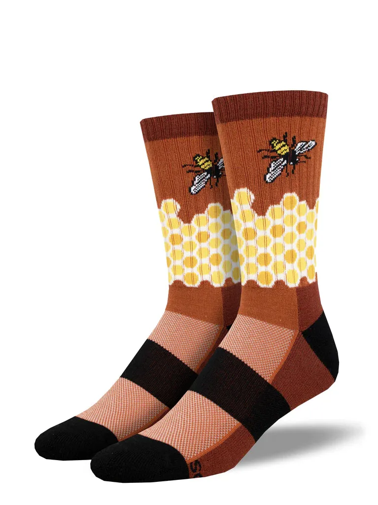 Home, Sweet Honeycomb (Rust) Merino Wool Unisex L/XL Crew Sock