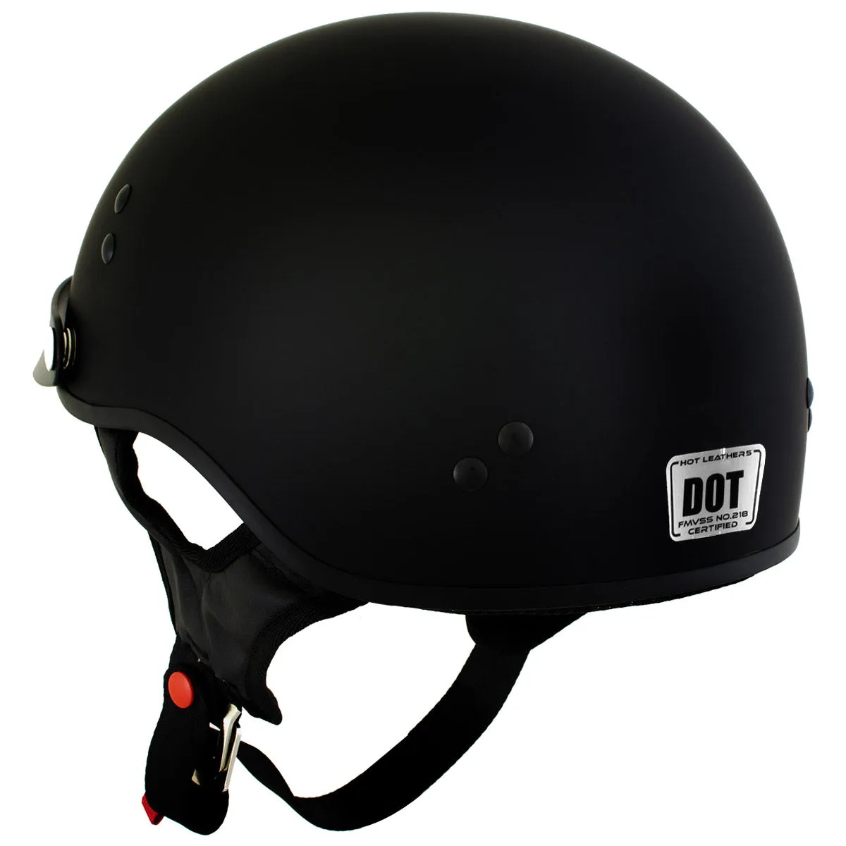 Hot Leathers HLT70 'Stealth' Flat Matte Black Motorcycle DOT Skull Cap Classic Half Helmet