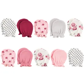 Hudson Baby Cotton Scratch Mittens, Rose