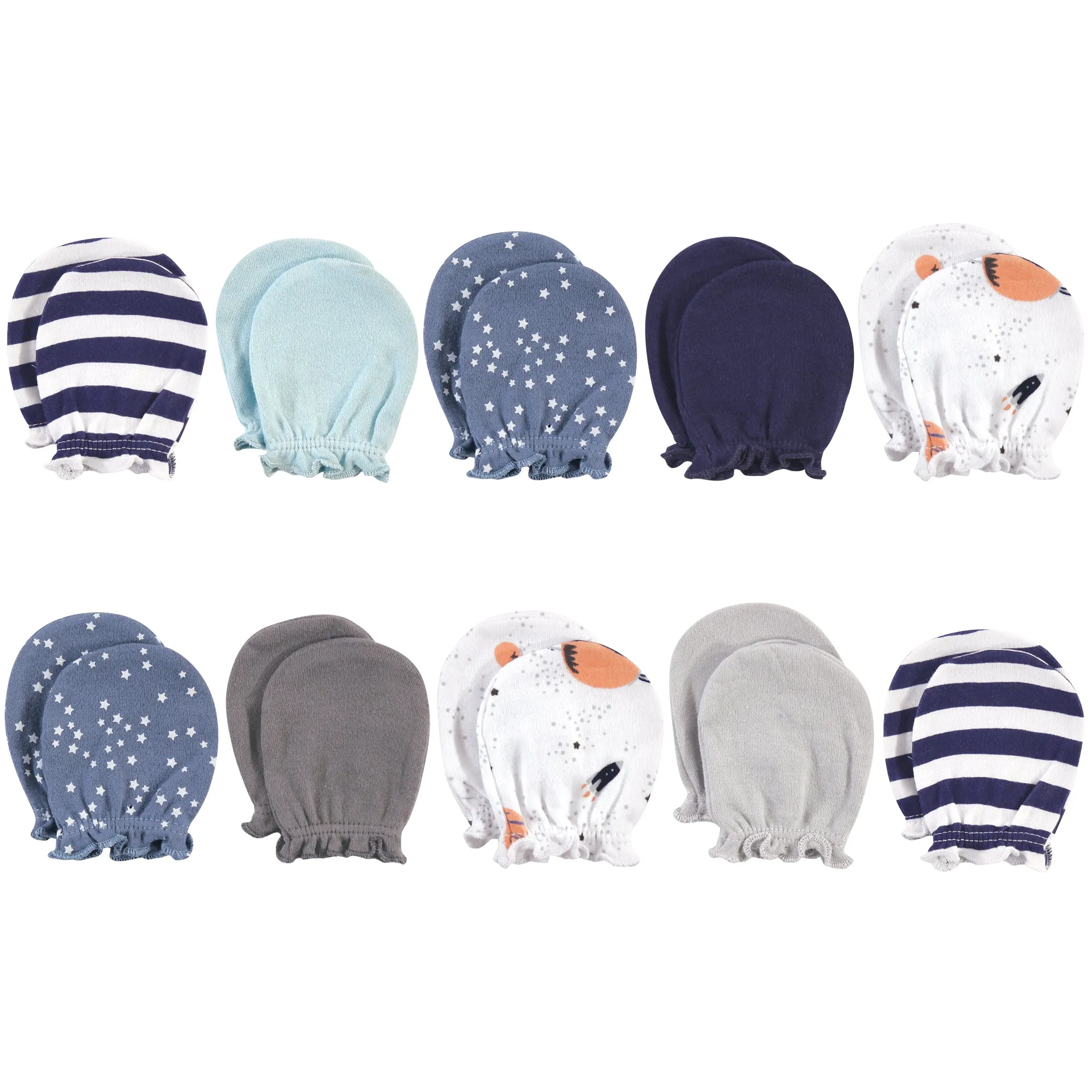 Hudson Baby Cotton Scratch Mittens, Space