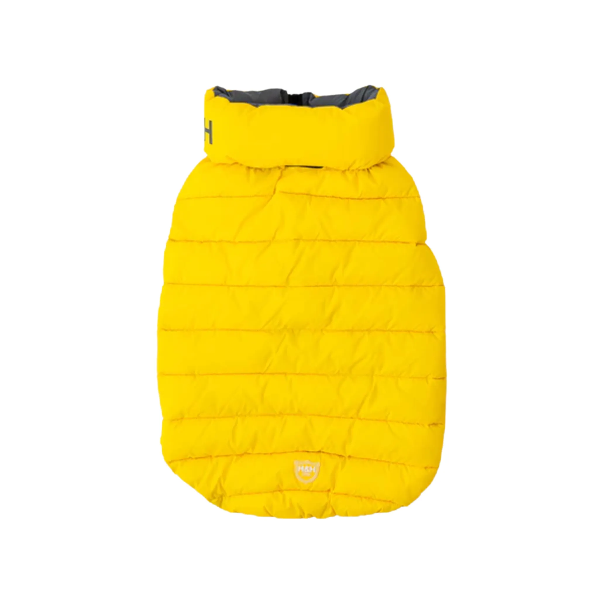 Hugo & Hudson Dog Puffer Jacket Reversible Yellow & Grey