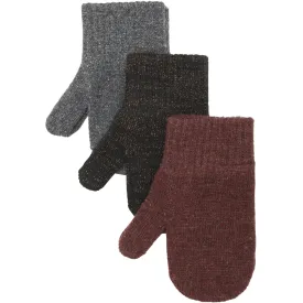 MAGIC Knitted Mittens Glitter 3 Pack - Dark Mink-Black-Antrazite