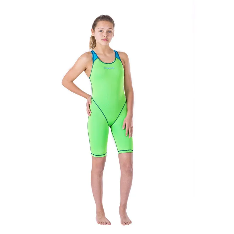 Maru Girls Competition Swimwear - XTS Junior Pro Legs Lime and Turquoise