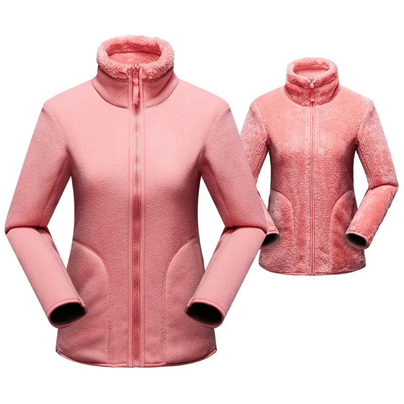 Reversible Winter Warm Polar/Coral Fleece Hooded Pullover Jackets