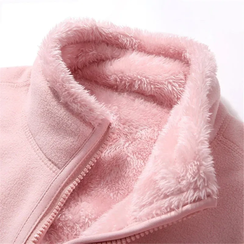 Reversible Winter Warm Polar/Coral Fleece Hooded Pullover Jackets