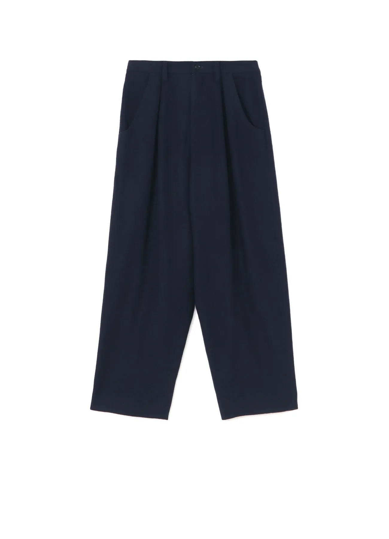 SHRUNKEN WOOL SERGE SINGLE PLEATED WIDE LEG PANTS