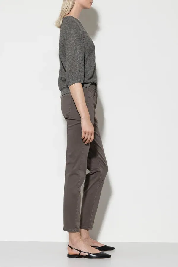 Taupe Elastic Back Stretch Cotton Pants