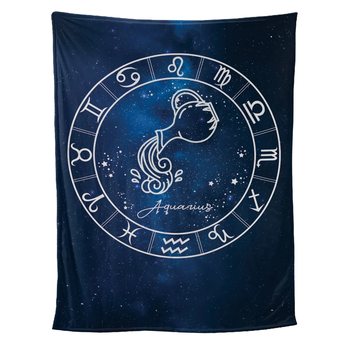 Teesdily | Aquarius Personalized Fleece Blanket With Name Horoscope Design Sherpa Blanket Zodiac Sign Constellation Astrology Adult Kid Birthday Gifts