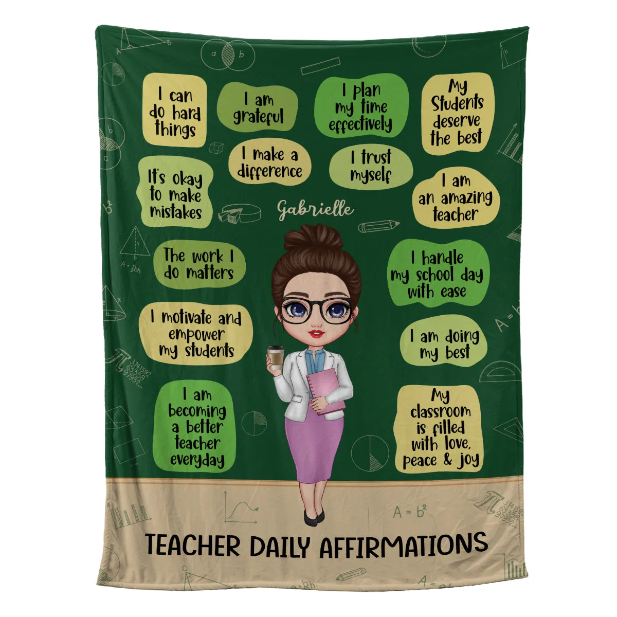 Teesdily | Customized Teacher Daily Affirmations Throw Blanket Happy Teacher's Day Fleece Blanket Teacher Appreciation Gift For Back To School Day