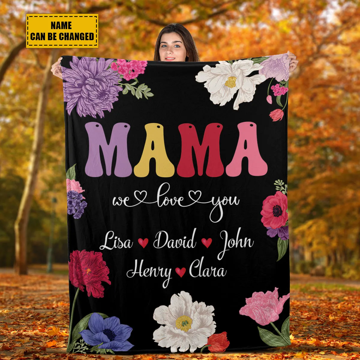 Teesdily | Customized Unique Mothers Day Throw Blanket For Mommy Mama We Love You Fleece Blanket Floral Mom Gifts Best Gifts From Daughter Son