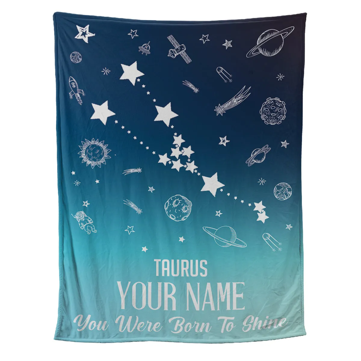 Teesdily | Taurus Customized Fleece Blanket Constellation Blanket You Were Born To Shine Fleece Personalized Name Zodiac Blankets Astrology Gifts