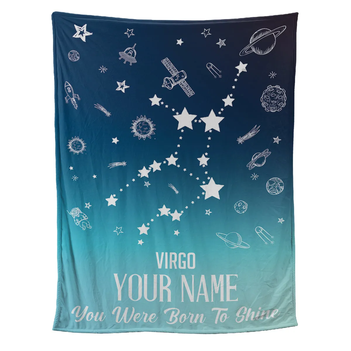 Teesdily | Virgo Customized Fleece Blanket Constellation Blanket You Were Born To Shine Fleece Personalized Name Zodiac Blankets Astrology Gifts