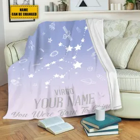 Teesdily | Virgo Customized Fleece Blanket Constellation Blanket You Were Born To Shine Fleece Personalized Name Zodiac Blankets Astrology Gifts